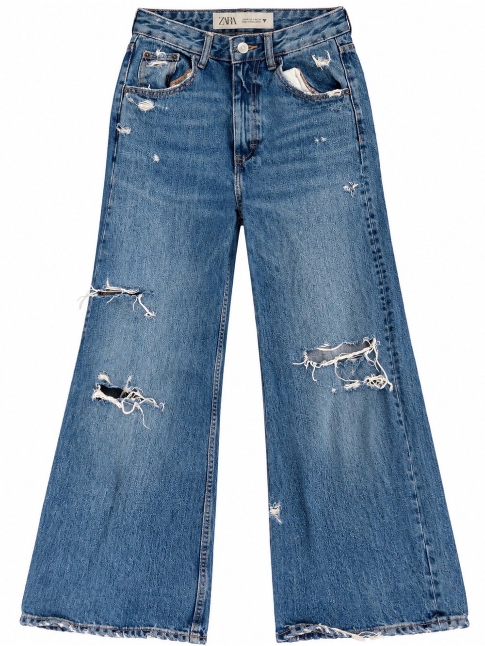 Zara Distressed Wide Leg Jeans Size 2